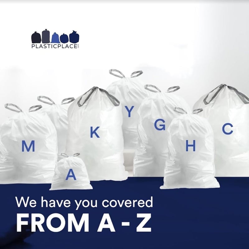 Plasticplace Trash Bags, Compatible with Simplehuman Code H, 8-9 Gallon Trash Can Liners, White Drawstring Garbage Bags, 100 Count Heavy Duty - Image 5